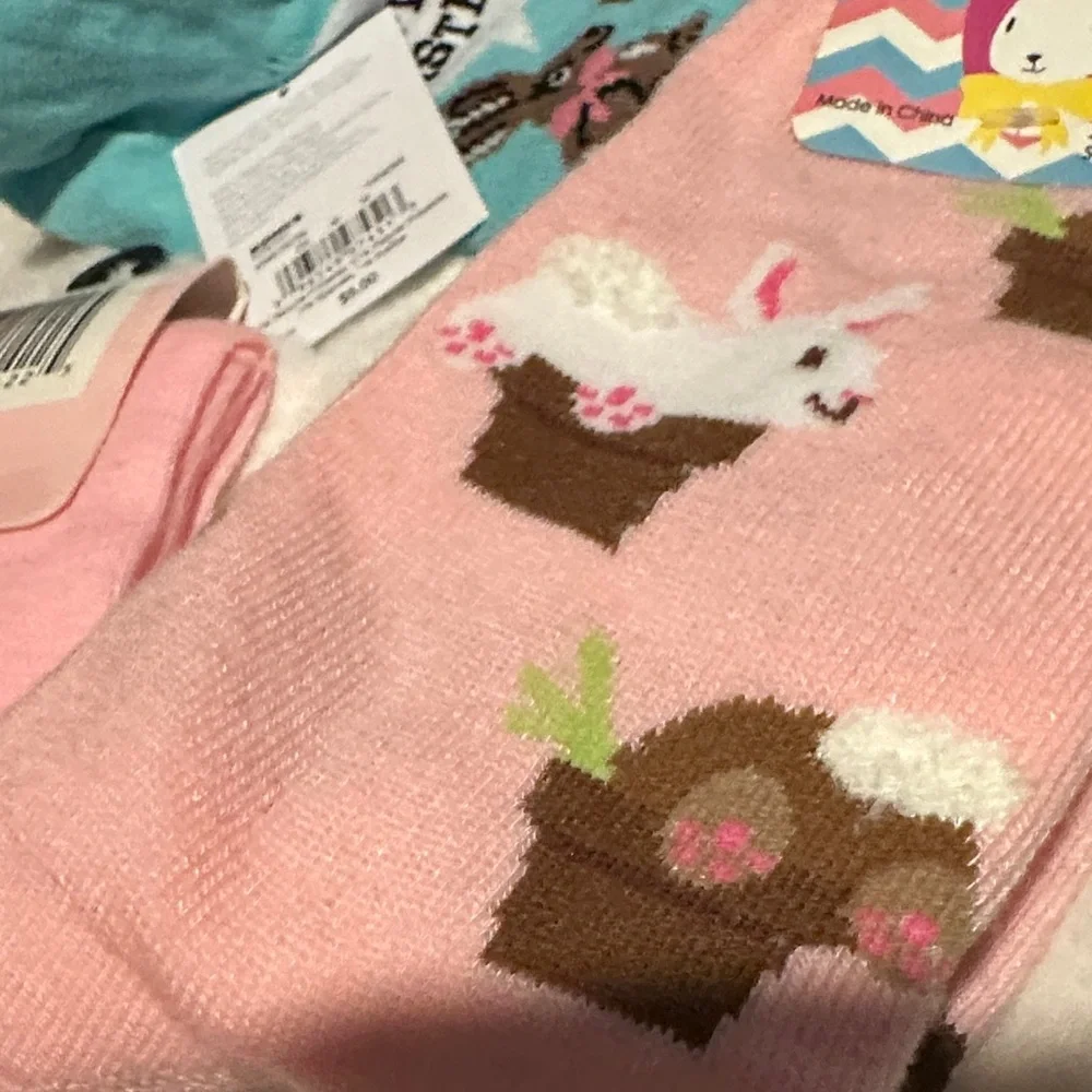 Women's Pink and Blue Novelty Socks Size 9-11